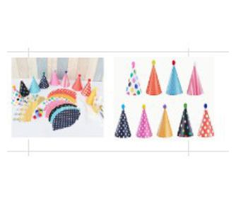 Set 6 Coifuri cu Diferite Modele, Accesorii pentru Petrecere, Tematica Aniversare, cu Buline si Dungi, Multicolor