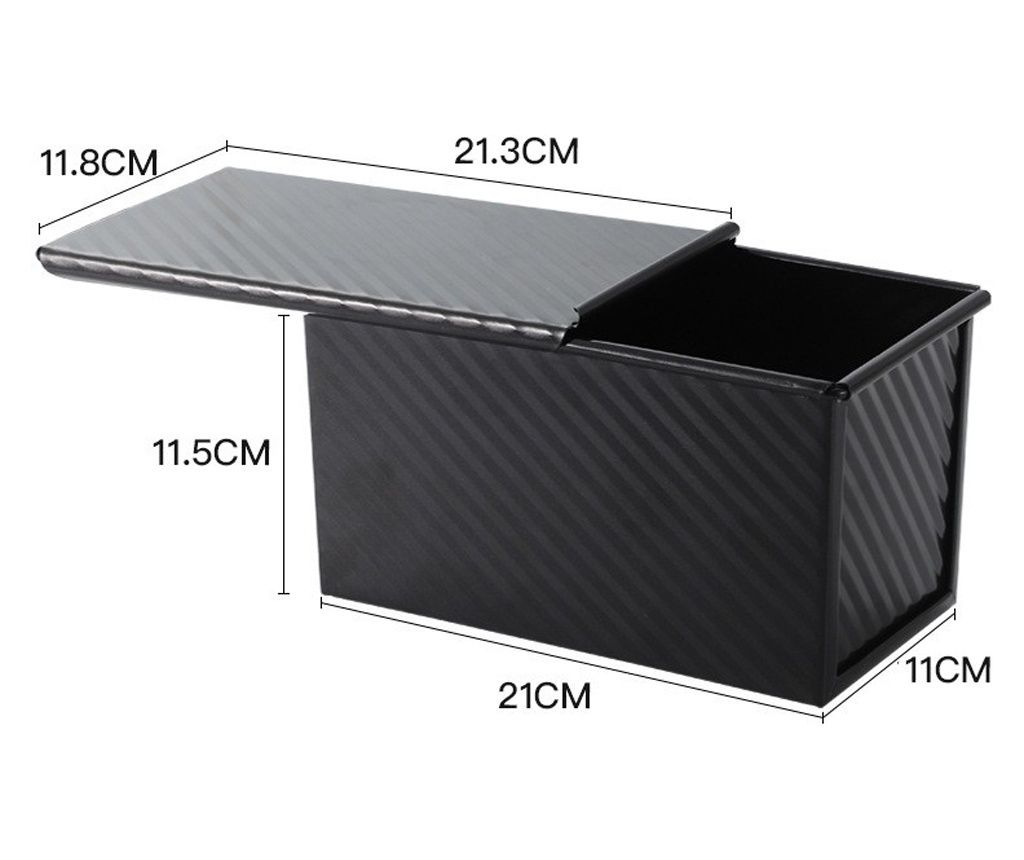 Škatla za toast kruh, Flippy, črna, 450g, s pokrovom