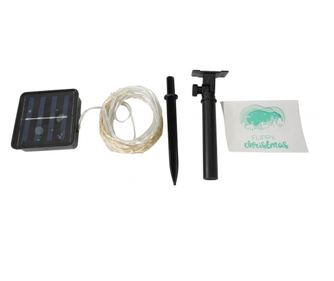 Instalatie Craciun, 10 metri, 100 de LED-uri, alb cald, cu energie solara, fir de cupru, liniar, interior/exterior, Flippy