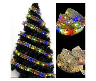 Panglica LED de Craciun Aurie, lungime 4 m , 40 LED-uri, Baterii, Multicolor