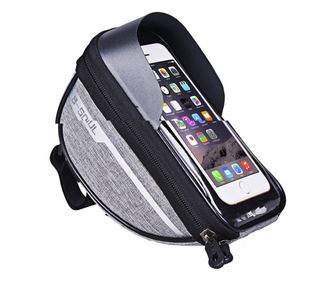 Borseta bicicleta impermeabila cu husa pentru telefon montare pe ghidon, compatibila cu telefoane de pana la 16 cm, spatiu depoz