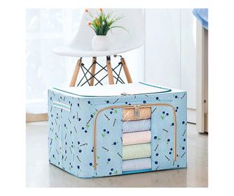 Cutie de Depozitare Pliabila, 100 L, din Tesatura Oxford, 60x42x40 cm, Fereastra Frontala, 2 Usi de Acces cu Fermoar Bidirection