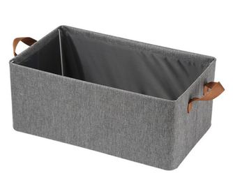 Cutie de Depozitare Tip Cos, Material Textil, Pliabila, 47x35x30 cm, 50 l, Cadru Metalic, cu Manere, Gri
