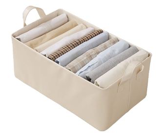 Cutie de Depozitare Tip Cos, Material Piele Ecologica, Pliabila, 47x28x20 cm, 26 l, Cadru Metalic, cu Manere, Bej