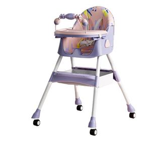 Scaun de Masa pe Roti pentru Copii, Cyrax, 2 Tavite si Husa Detasabile, Multifuncțional, Stabil, Centura de Siguranta, Spatar Re