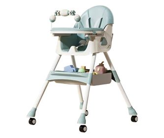 Scaun de Masa pe Roti pentru Copii, Cyrax, 2 Tavite si Husa Detasabile, Multifuncțional, Stabil, Centura de Siguranta, Spatar Re