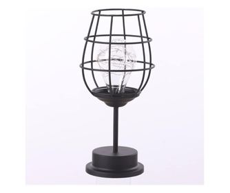 Dekorativní lampa s LED, Flippy, model sklenice na víno, na baterie, 13 x 13 x 28 cm, černý stojan, teplé bílé světlo