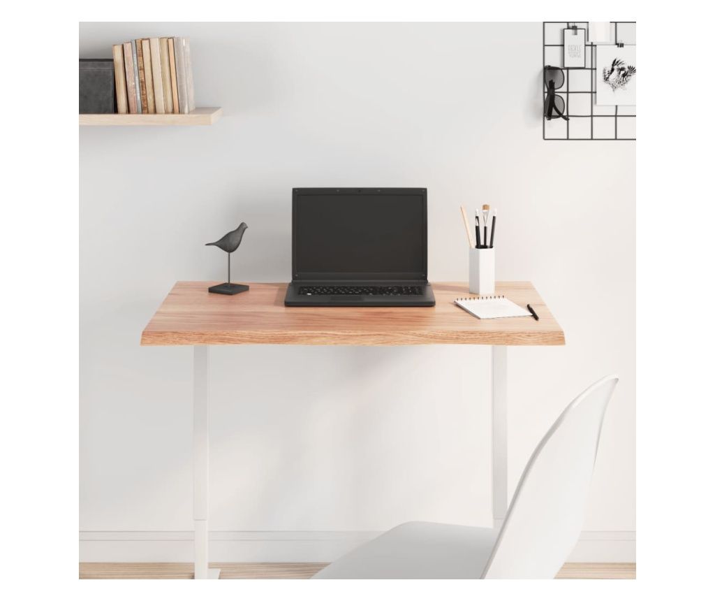 Επιφάνεια Γραφείου Ανοιχτό Καφέ 80x50x2 εκ., Μασίφ Δρυς Επεξεργασμένη