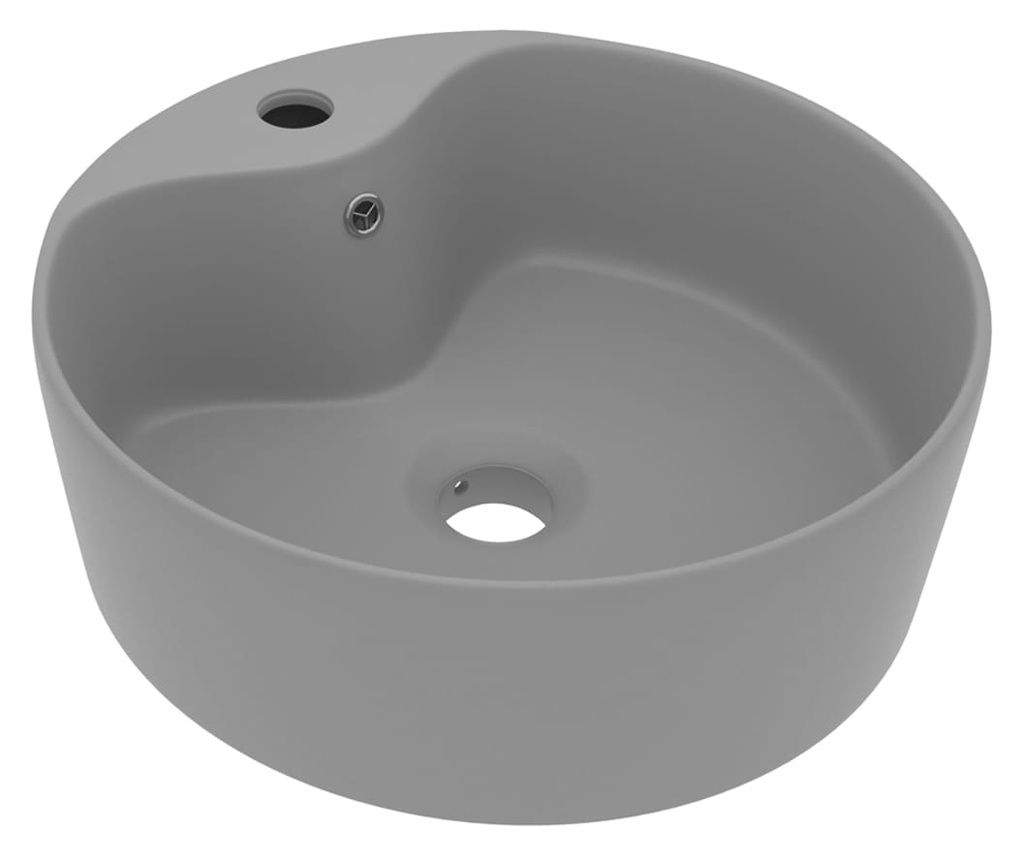 vidaXL Chiuvetă de lux cu preaplin, gri deschis mat, 36x13 cm ceramică