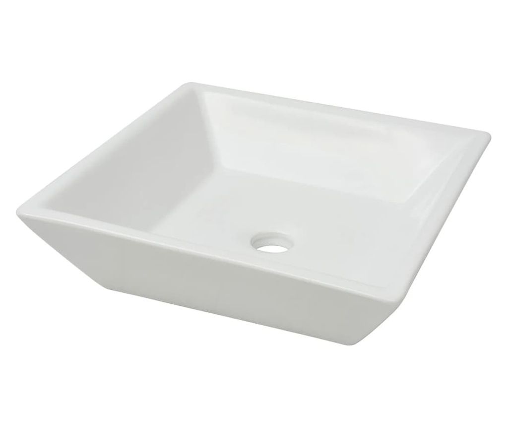 vidaXL Chiuvetă ceramică pătrată, alb, 41,5 x 41,5 x 12 cm