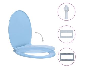vidaXL Capac WC cu închidere silențioasă, albastru, oval