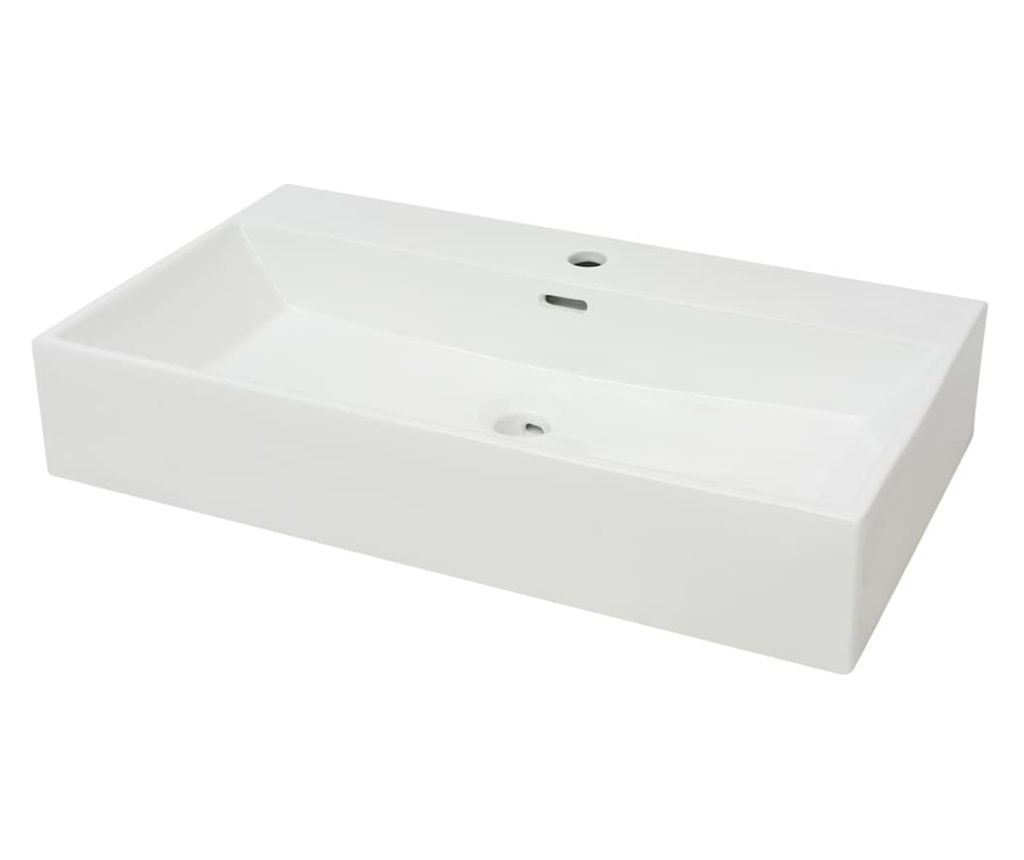vidaXL Chiuvetă baie, orificiu robinet, ceramică, 76x42,5x14,5 cm, alb