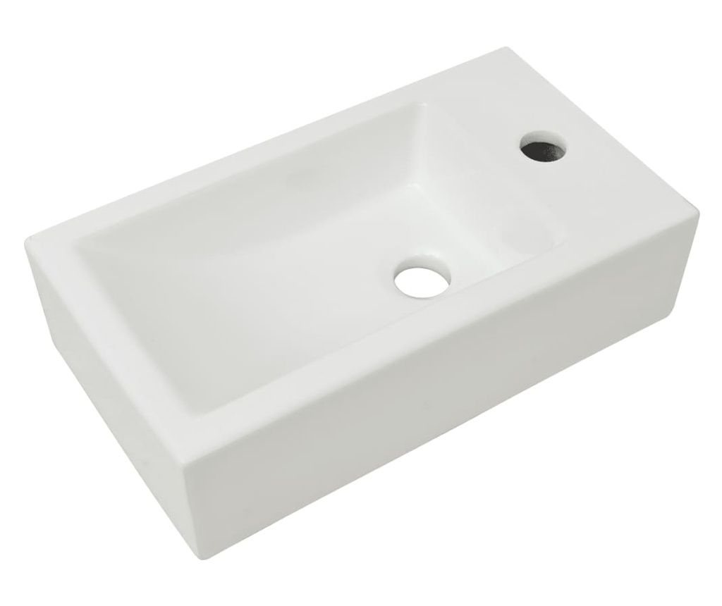 vidaXL Chiuvetă ceramică dreptunghiulară cu preaplin 46x25,5x12 cm alb