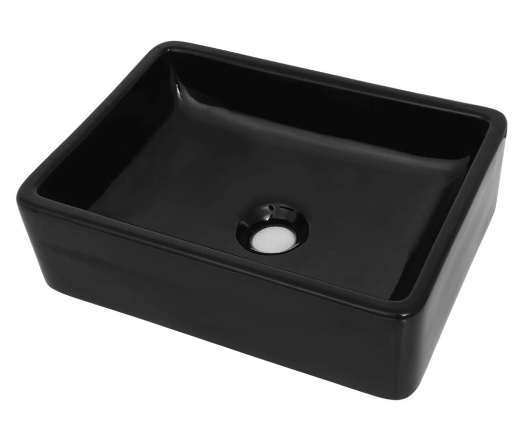 vidaXL Bazin chiuvetă ceramic, dreptunghiular, negru, 41 x 30 x 12 cm