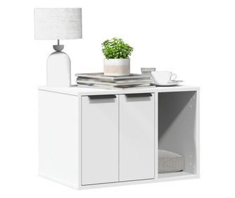 Заграждение за котешка тоалетна бял 60x40x40 см инженерно дърво