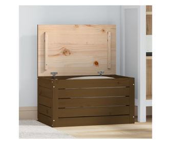 Cutie de depozitare, maro miere, 59,5x36,5x33 cm lemn masiv pin