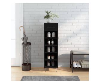 Έπιπλο παπουτσιών, μαύρο, 30x35x105 εκ., σύνθετη ξυλεία