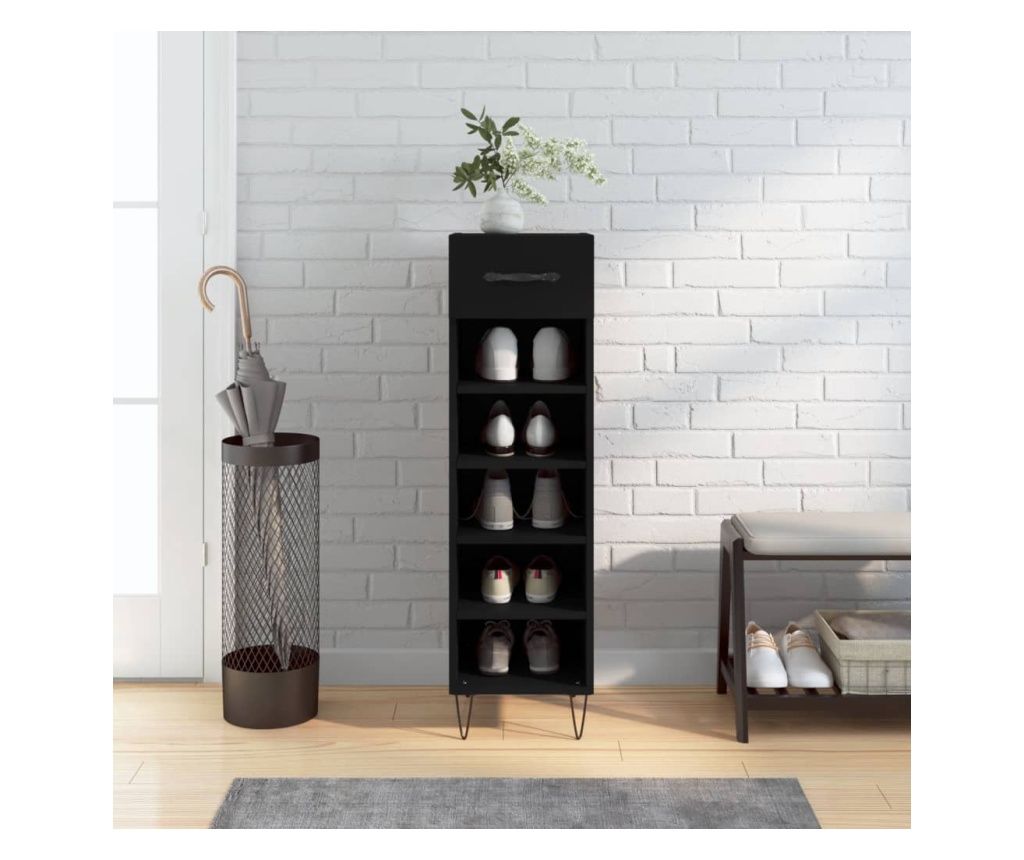 Ciptart, fekete, 30x35x105 cm, kompozit fa