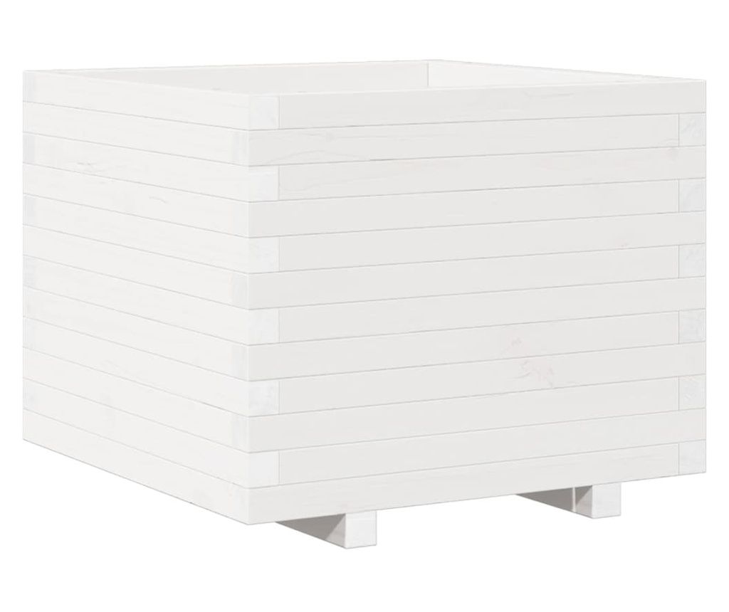 vidaXL Jardinieră de grădină, alb, 60x60x49,5 cm, lemn masiv de pin