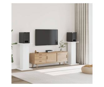 Стойки за тонколони 2 бр бели 30x30x95 см инженерно дърво