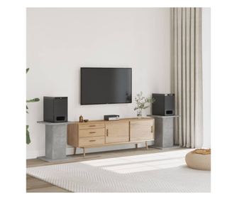 Стойки за тонколони 2бр бетонно сиви 30x30x60см инженерно дърво