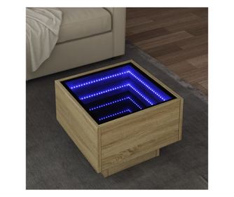 Помощна маса с LED сонома дъб 40x40x30 см инженерно дърво