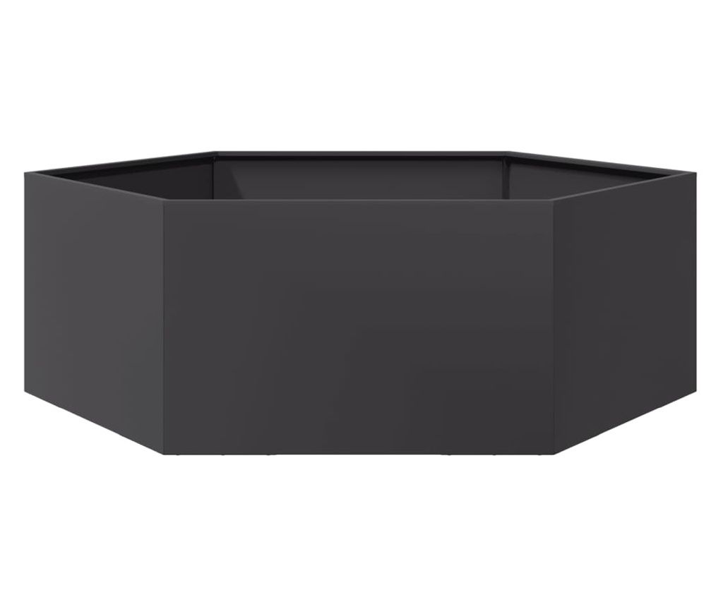 vidaXL Black Hexagonal Steel Garden Planter 138x120x45 cm