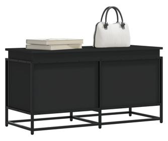Кутия за съхранение с капак черна 100x40x51,5см инженерно дърво