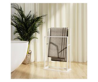 Свободностояща поставка за кърпи, бяла, 48x24x78,5 см, желязо