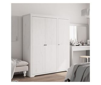 "BODO" szekrény, fehér, 151,5x52x176,5 cm, tömör fenyőfa