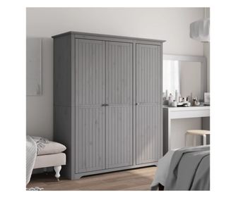 BODO szekrény, szürke, 151,5x52x176,5 cm, tömör fenyőfa