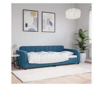 Дневно легло, синьо, 90x200 см, кадифе