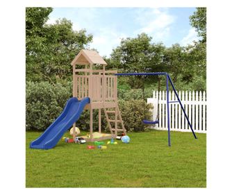 Hřiště se skluzavkou a houpačkou, masivní borové dřevo