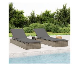 Szrke prnval elltott nyuggy, 201x55x62 cm, polirattan