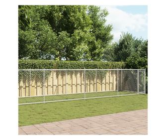 Кучешка клетка с врата сива 10x2x1,5 м поцинкована стомана