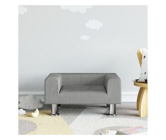 Pohovka pro děti, světle šedá, 50x40x26,5 cm, samet