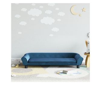 Детска канапе, синя, 100x50x26 см, кадифе