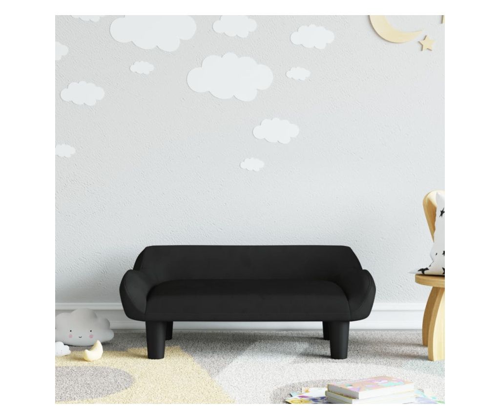 Canapea pentru copii, negru, 70x40x24 cm, catifea