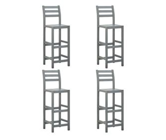 Scaune de bar, 4 buc., gri, lemn masiv de acacia