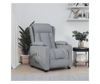 Električna masažna fotelja s nagibom, svijetlosiva, mikrovlakana