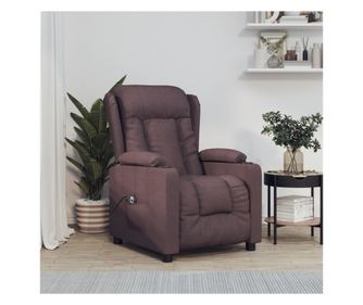 Електрически реклайнер фотьойл, тъмнокафяв, плат