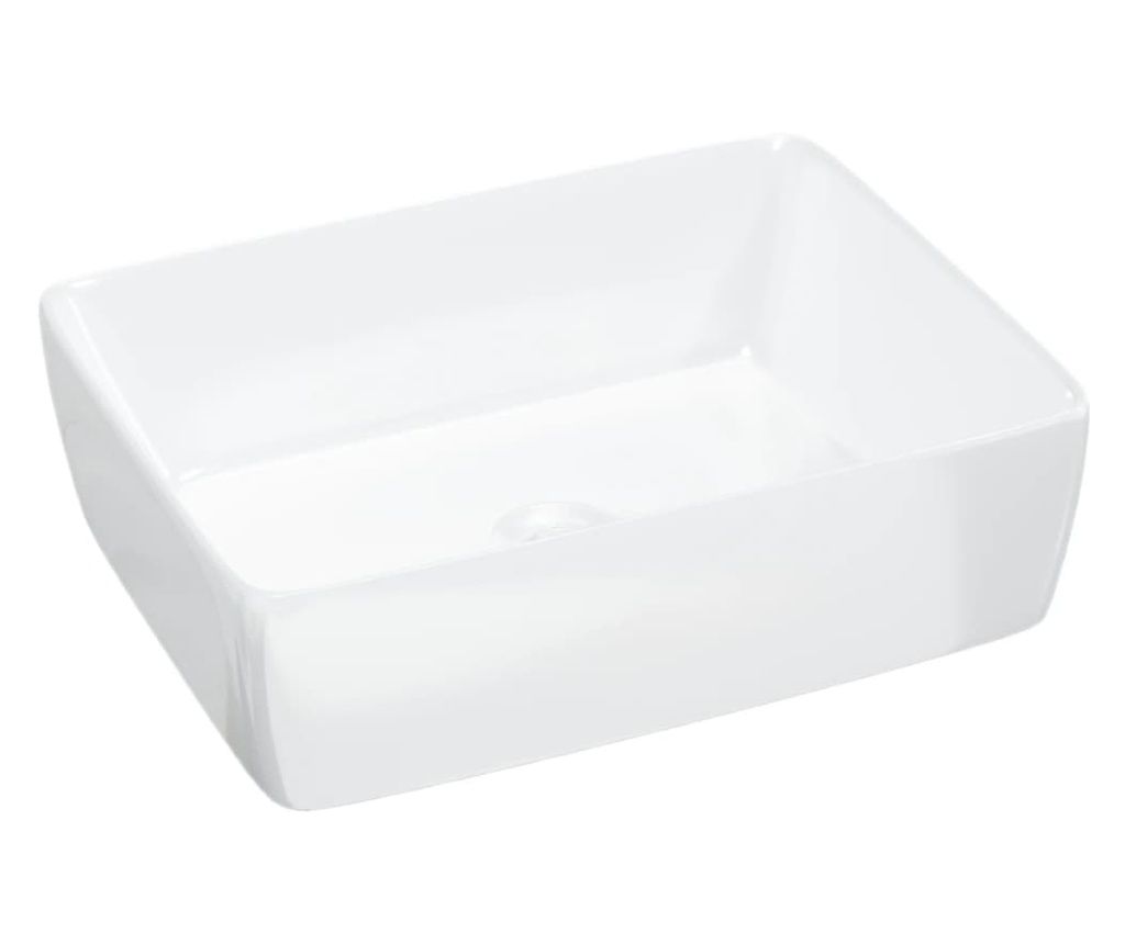 vidaXL Chiuvetă de baie, alb, 48x37x13 cm, ceramică, dreptunghiulară