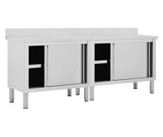 vidaXL Mese lucru uși glisante 2 buc. 200x50x(95-97)cm oțel inoxidabil