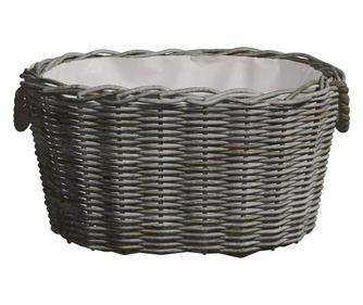 vidaXL Coș pentru lemne de foc cu mânere, gri, 59x42x28 cm, salcie