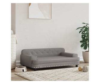 Кучешко легло, сиво, 90x53x30 см, изкуствена кожа