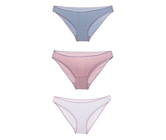 Set 3 mini slip dama, Cotonella,Alb/Albastru/Roz, Marime  L Alb/Albastru/Roz L INTL