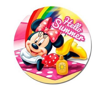 Prosop rotund Minnie Mouse Hello Summer, 150 X 150 CM Multicolor Universala 3 ani + Minnie Mouse Multicolor