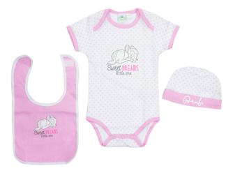 Set bebe Bambi Sweet dreams little one AQE0357 Alb & roz 62-68 CM