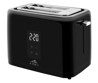 Тостер ETA Eron 8166 90000, 2 филийки, 930 W, 7 степени на нагряване, LED дисплей, сензорно управление, неръждаема стомана, чере