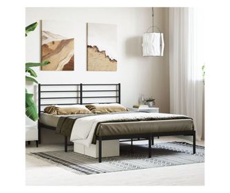 Μεταλλικός Σκελετός Κρεβατιού με Κεφαλάρι, Μαύρο, 120x190 εκ.
